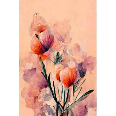 Plakát, Obraz - Abstract Coral Flowers (Peach), Treechild, 26.7 × 40 cm