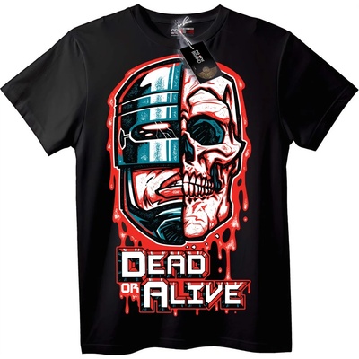 NOONEBRAND Тениска Мъртъв или Жив Разделен Робот и Skull - 3XL, Black