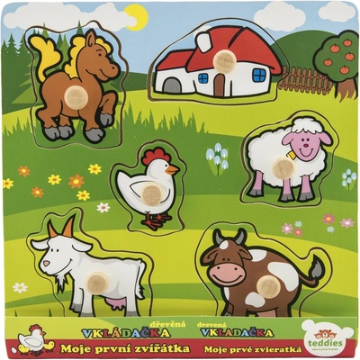 Teddies 00512015 Vkládačka Moje první zvířátka 6 ks