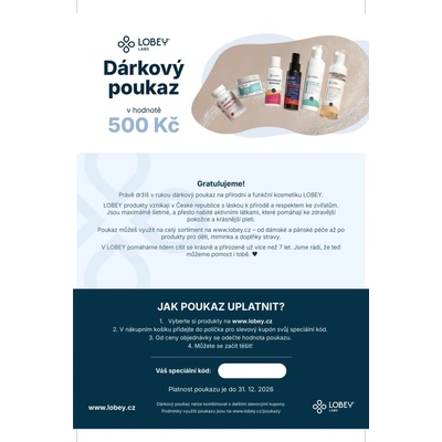 LOBEY® Laboratories Dárkový poukaz 500 Kč - elektronicky