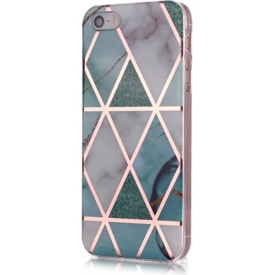 AppleKing kryt z měkkého plastu mramorová mozaika pro iPhone 5 / 5s / SE (2016) - zeleno bílý
