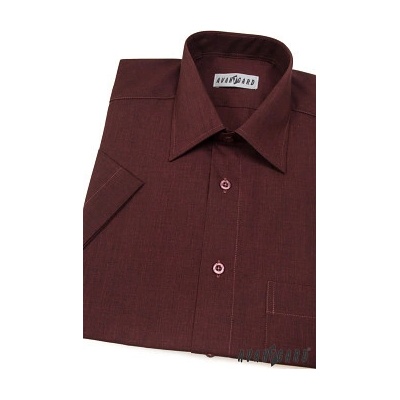 Pánská košile Klasik s krátkým rukávem bordo melír