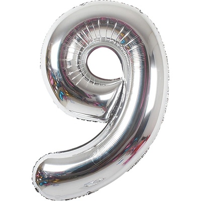 LUMA Balónek foliový č.9 STŘÍBRNÝ 43 cm