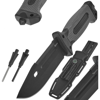 Taktický nôž BLACK Survival 275/135 mm s púzdrom, GEKO
