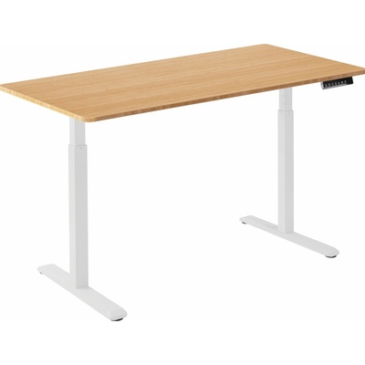 AlzaErgo Table ET2 bílý + deska 120×80 cm bambusová zaoblená