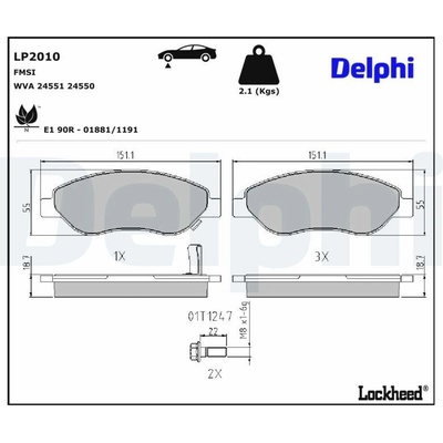 Sada brzdových platničiek kotúčovej brzdy DELPHI LP2010