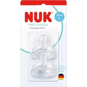 Nuk Силиконови биберони за шише NUK First Choice + - Размер М, 3+м, 2 броя (10124041) - ozone