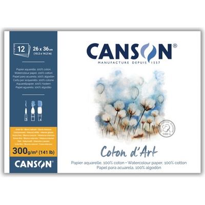 Canson Coton d'Art v lepenej väzbe 26 x 36 cm CP 300g 12 listov
