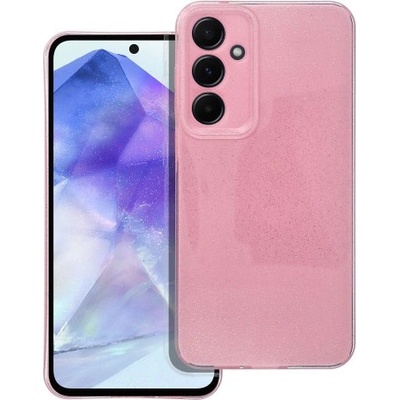 Samsung Силиконов калъф кейс CLEAR Case 2mm Blink за Samsung A55 5G, розов с брокат
