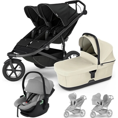 THULE 3v1 Urban Glide 3 Double Black s autosedačkou Maple Light Grey adaptéry 2025