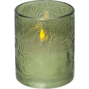 EGLO LED декоративна свещ Eglo - Flamme Leaf, 12.5 cm, стъклена, зелена (061-72)