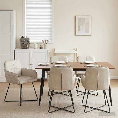 vidaXL Обедени столове 6 pcs Кадифе Кремаво 59 x 56, 5 x 86 см (3428225)