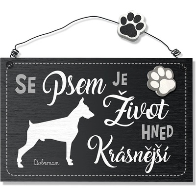 Nekupto Dekorace cedule se psem Dobrman