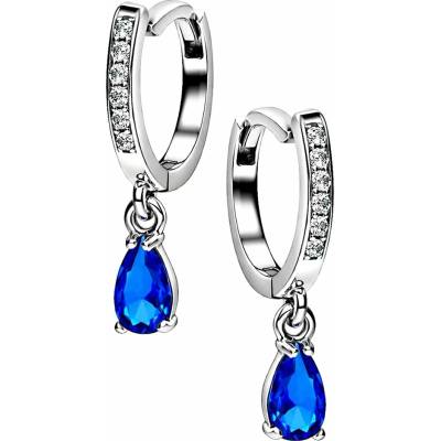 Zlaton Náušnice bílé zlato kapka se zirkony kruhy 1.7cm 1.4g N14112501723