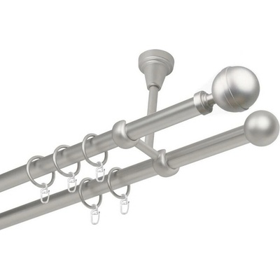 OK-GarnýžeCZ Garnýž kovová dvouřadá 19mm Kalisto satina 140 cm do stropu / kroužky s háčkem