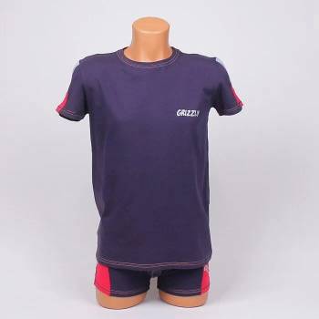 Image 1 of Мъжки комплект - тениска и боксер в тъмносиньо със сива и червена лента