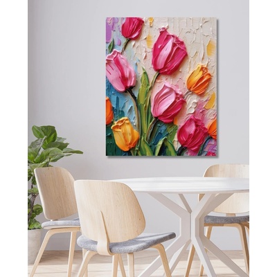 ZUTY Obrazy na stenu - Maľba farebných tulipánov Rámovanie: vypnuté plátno na rám, Rozmer: 80x100 cm