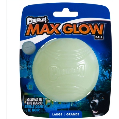 CHUCKIT MAX GLOW Aportovací lopta svítící ve tmě průměr 7,6 cm Vel. L Bílá