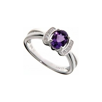 Klenoty Budín prsten s diamantem bílé zlato briliant ametyst fialový 3860564 0 52 95