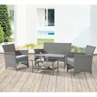 BestBerg ratanový záhradný set BBRF-1008G sivá