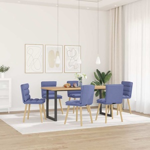 vidaXL Трапезни столове, 6 бр, дънково сини, текстил (3315673)
