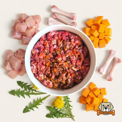 Krmimmasem.cz BARF Kuře komplet s dýní a pampeliškou 1 kg – Hledejceny.cz