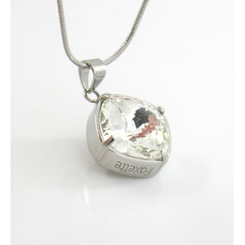 Foxette Ocelový přívěsek Čtverec s Krystalem JF 0387 Čirá