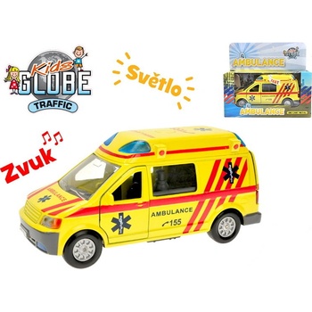 Kids Globe Traffic ambulance CZ kov 14cm zpětný chod na baterie se světlem a zvukem