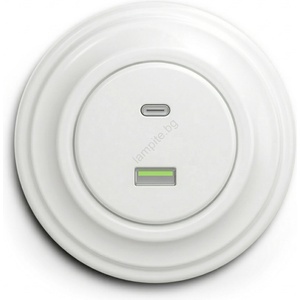 Kliklap - ретро USB розетка A+C с рамка в снежнобял цвят (KA0151K)