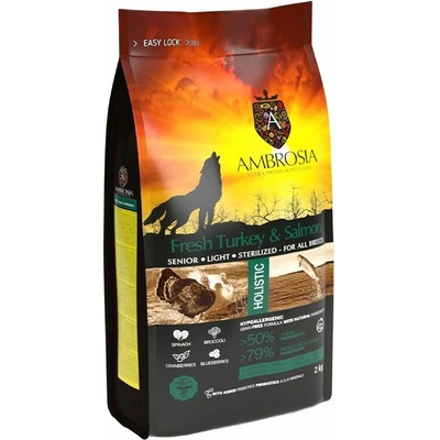 Ambrosia Senior & Sterilized All Breeds Fresh Turkey & Salmon 2 kg