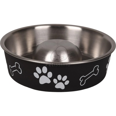 Flamingo Bella Kena метална купа за бавно хранене, черна 1500 мл