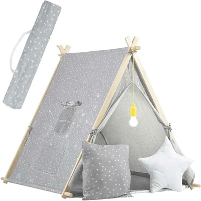 Nukido 740521 Dětský stan teepee s LED lampičkou šedý – Zboží Dáma