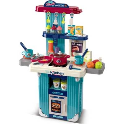 2в1 Куфар и кухня с аксесоари - синя