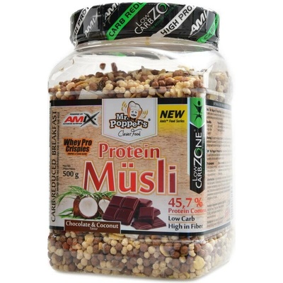 Amix Mr. Poppers Low carb Protein musli kokos-čokoláda 500 g – Zbozi.Blesk.cz