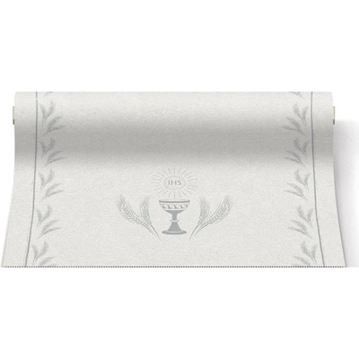 Airlaid Středový pás My First Communion Silver 40cmx24m