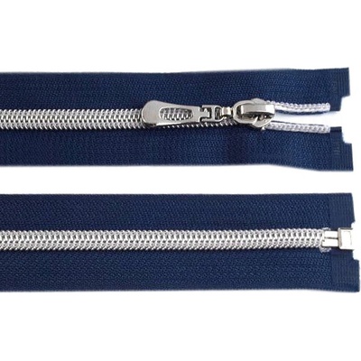 Spirálový zip se stříbrnými zoubky šíře 7 mm délka 70 cm - 330 modrá tmavá