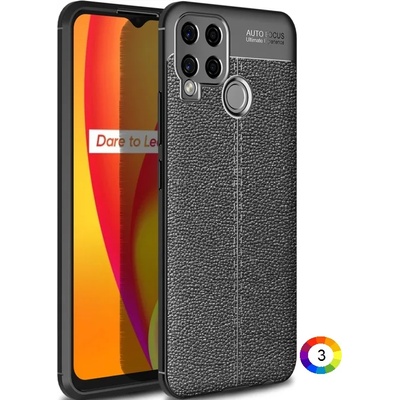 realme C15 Удароустойчив Litchi Skin Калъф и Протектор