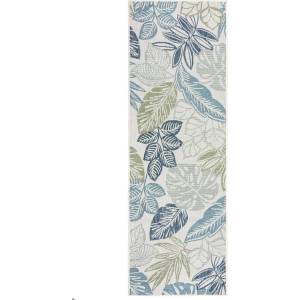 Flair Rugs Зелено-син килим за открито и закрито 80x230 cm Bella Leaf - Flair Rugs (503119377465)