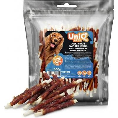Uniq Pets Dog Snacks Rawhide Duck Wraps Rawhide Sticks лакомство за кучета с патица и сурова кожа, 500 g