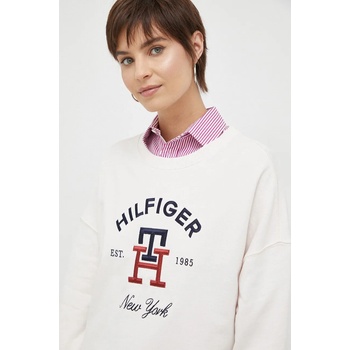 Tommy Hilfiger Памучен суичър Tommy Hilfiger в бежово с апликация (WW0WW39188.PPYX)