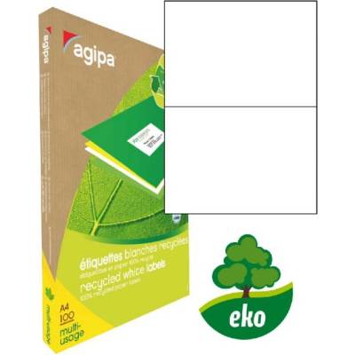 Etikety univerzálne recyklované 210x148,8mm Agipa A4 100 hárkov