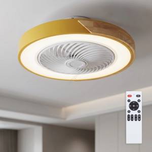 Brilagi - Димируемо LED осветително тяло с вентилатор LED/38W/230V 50 см златисто/дъб + дистанционно управление (BG4027)