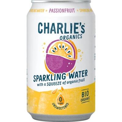 Charlie's Organics sycená pitná voda s mučenkovou šťávou 330 ml