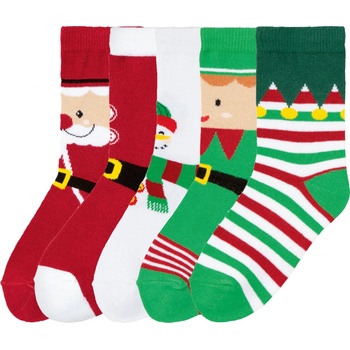 Pepperts Detské vianočné ponožky 5 párov Mikuláš/snehuliak/elf