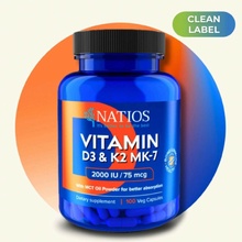 Natios Vitamín D3 + K2 MenaQ7 MK-7 2000 IU + 75 mcg 100 kapsúl