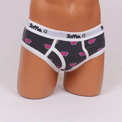 Памучен слип в графитено-сиво и бяло с розови прасенца