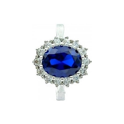 Zlato Minerály Stříbrný prsten modrý safír a zirkony ST01840pt60