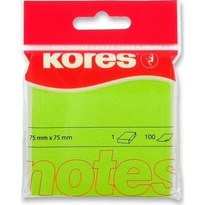 Kores samolepicí bloček neon zelený 75 x 75 mm, 100 listů – Zboží Živě