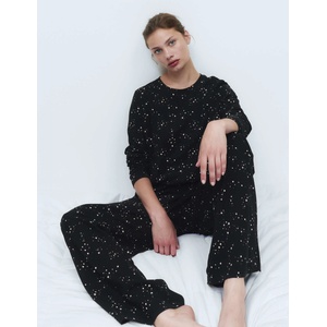 Marks & Spencer Пижамна сет от чист памук с печат Marks & Spencer черна Marks & Spencer | Cheren | ЖЕНИ | S