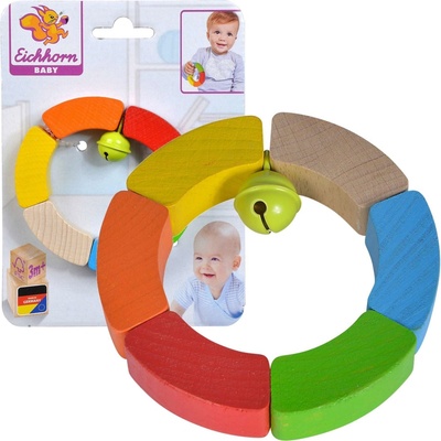 Eichhorn Dřevěné chrastítko Grasping Triangle Baby s rolničkou